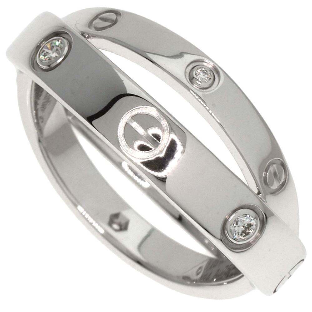 CARTIER Authentic 18k Silver Diamond Love Ring